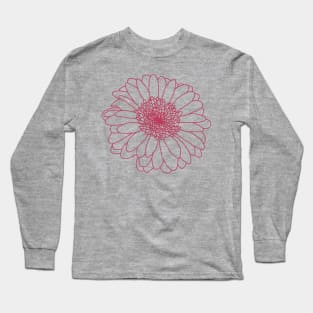 Viva Magenta Gerbera Floral Line Drawing Color of the Year 2023 Long Sleeve T-Shirt